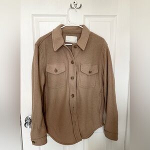 OAK + FORT | Tan Wool Blend Button Shacket Jacket oversized Shirt Size M